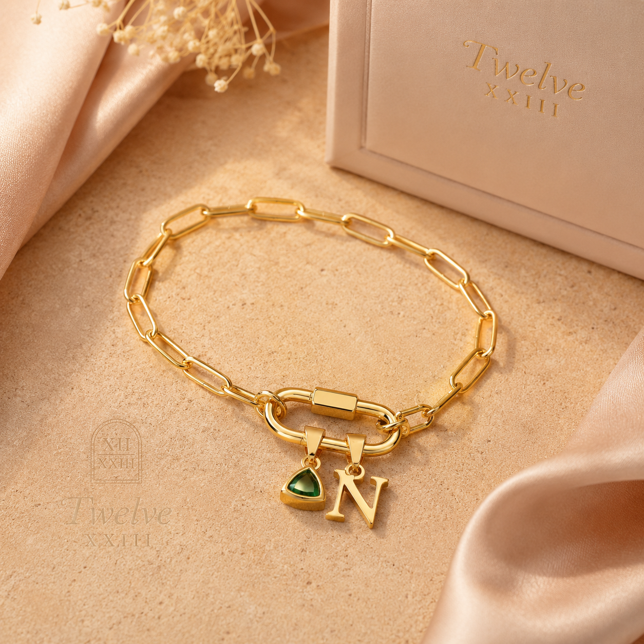 Birthstone Initial Bracelet